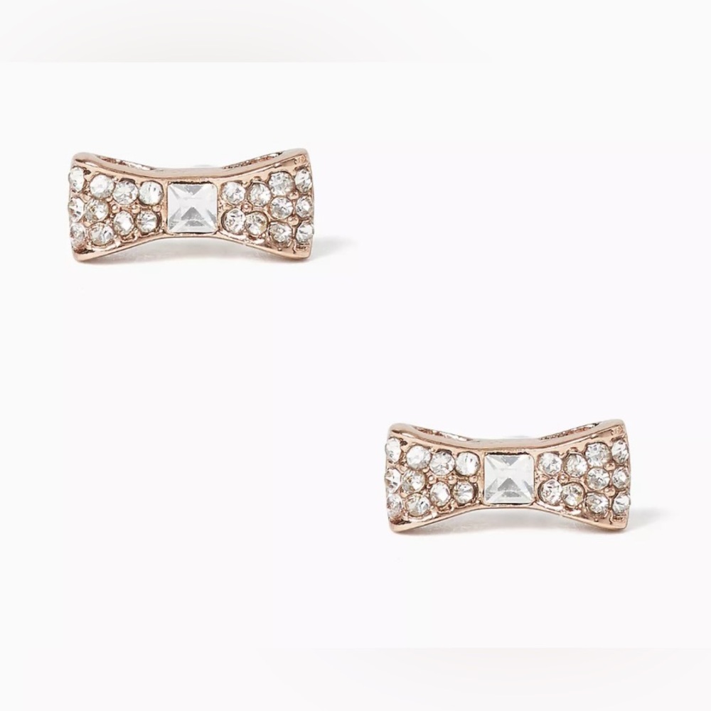 Kate Spade Pave Bow Studs Rose Gold Plated NWT